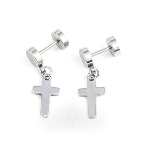 Cross Design Stainless Steel Dangle Earrings