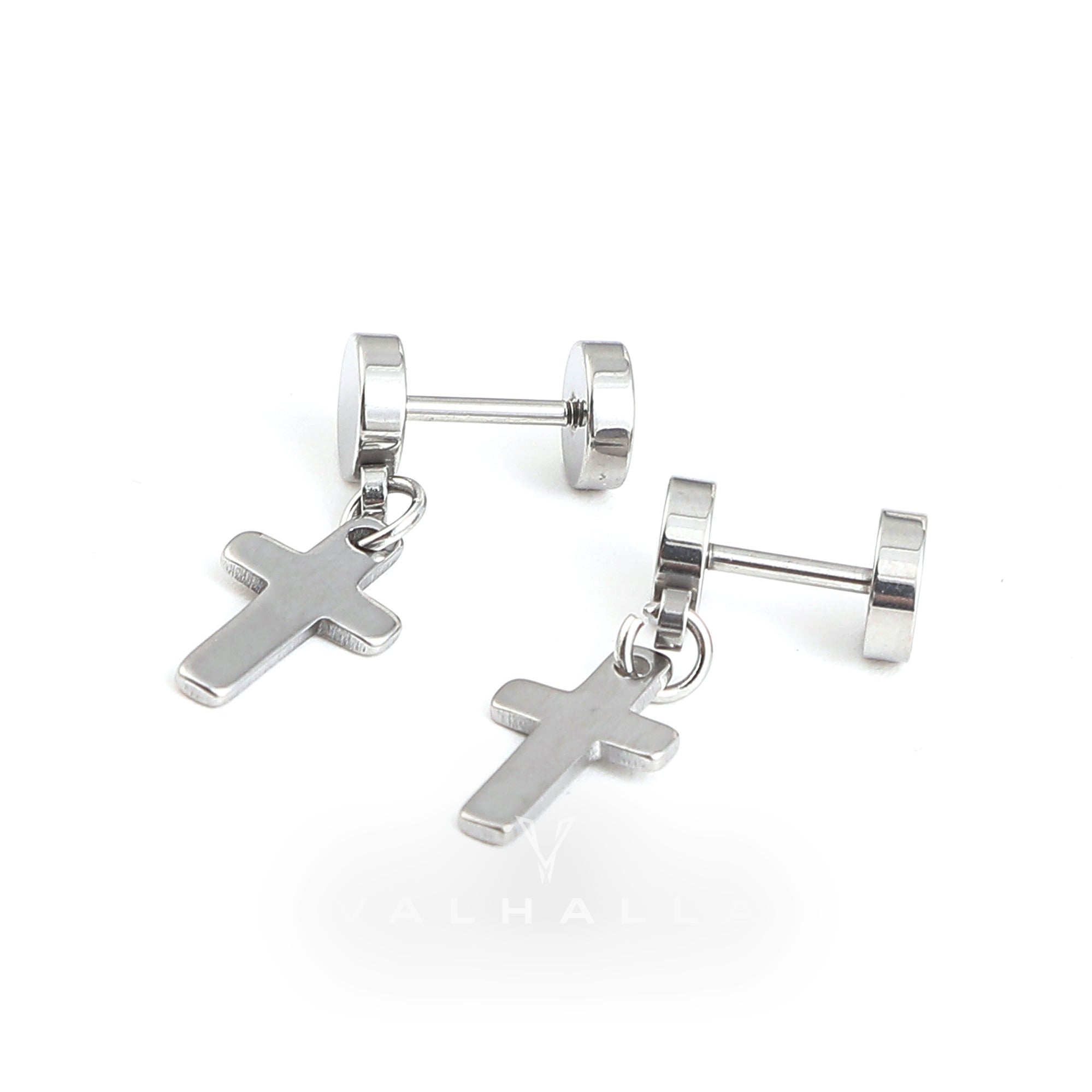 Cross Design Stainless Steel Dangle Earrings