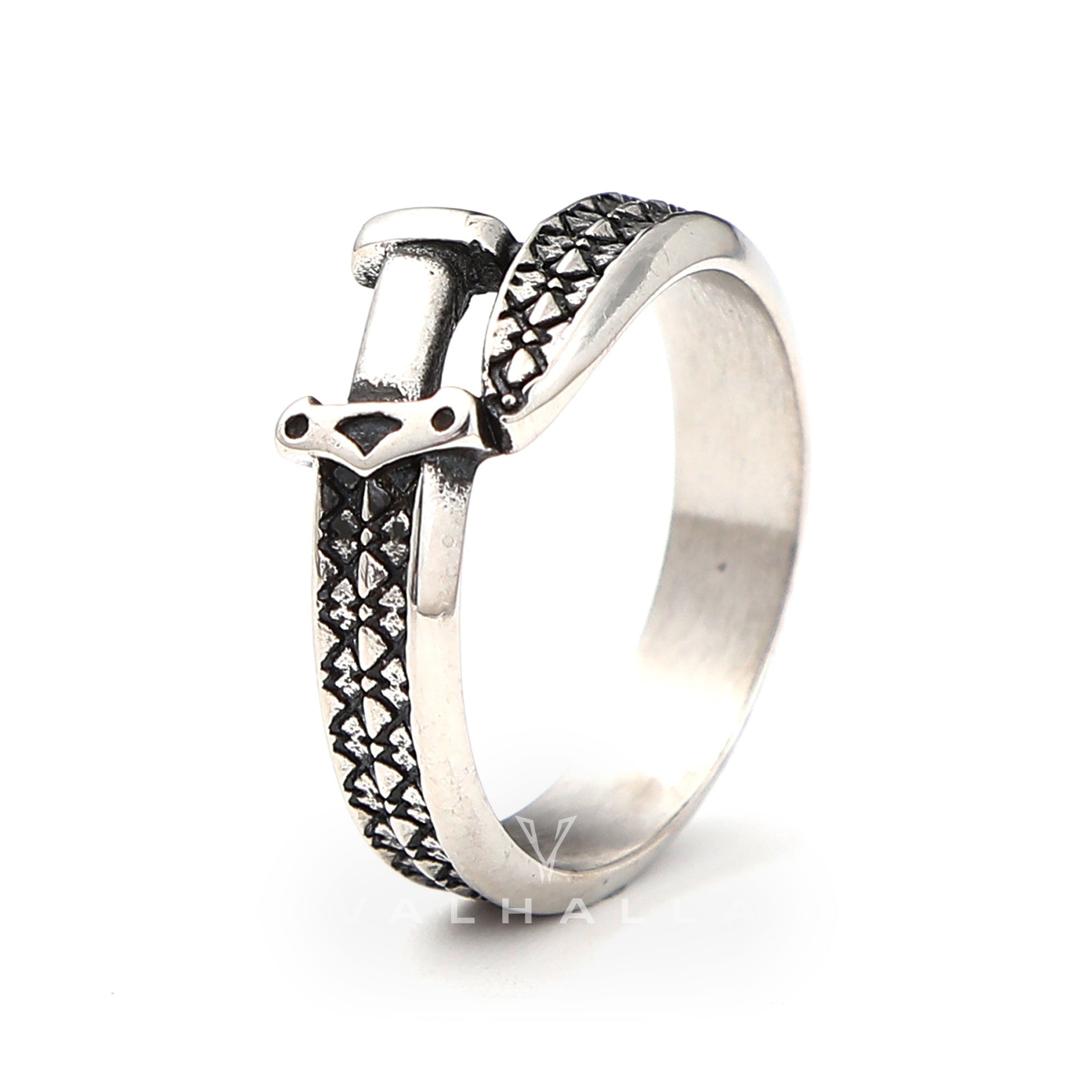 Punk Curved Sword Stainless Steel Ring