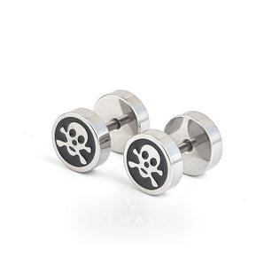 Round Stainless Steel Skull Stud Earring