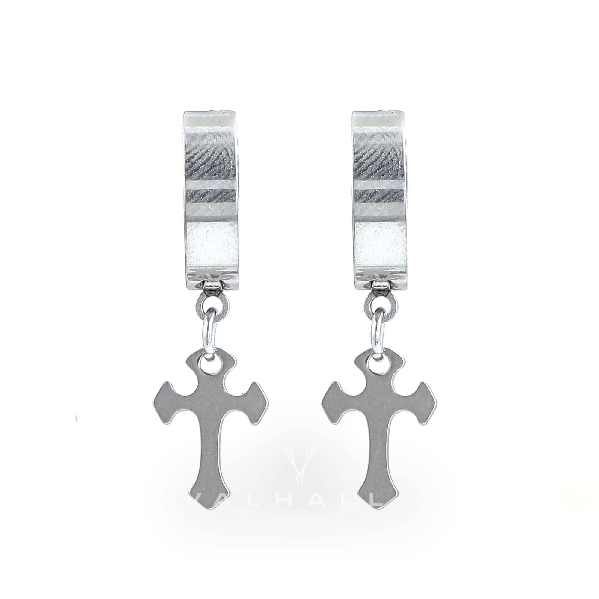 Simple Cross Design Stainless Steel Earrings