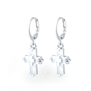 Zircon Cross Drop Earrings