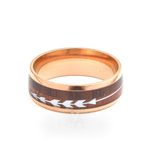 Tungsten Carbide Wedding Band With Wood and Arrow Inlay Stainless Steel