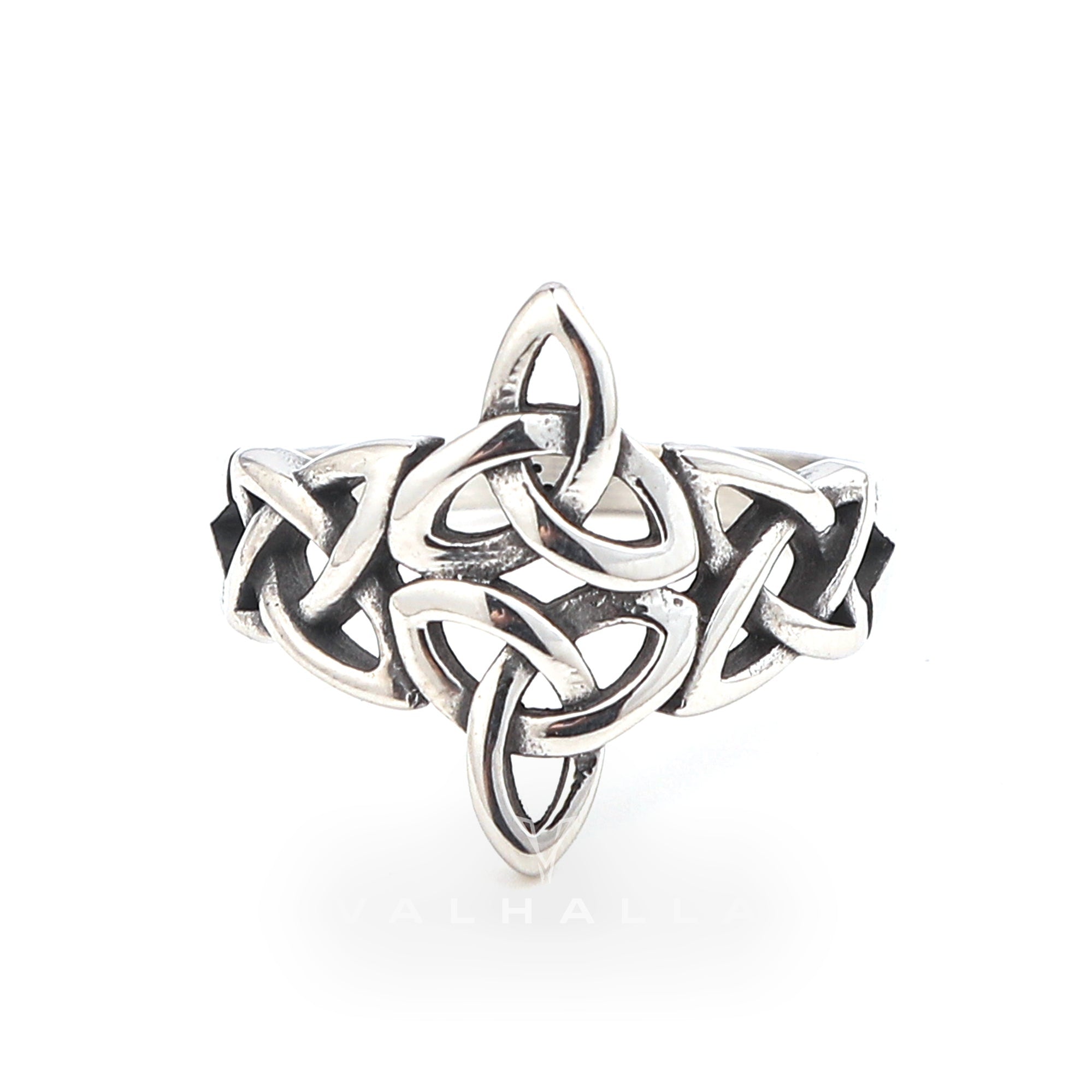 Handcrafted Stainless Steel Triquetra and Celtic Knot Ring