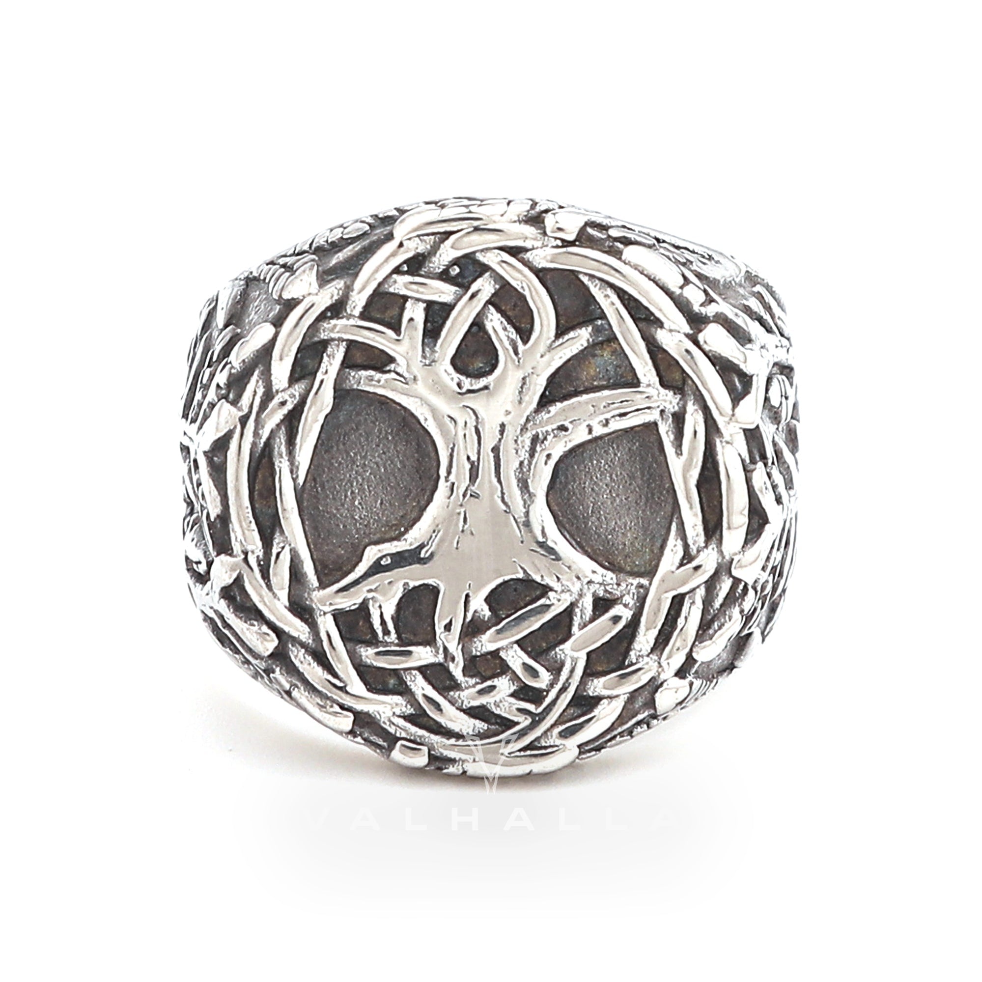 Handcrafted Stainless Steel Yggdrasil / Tree of Life Signet Ring