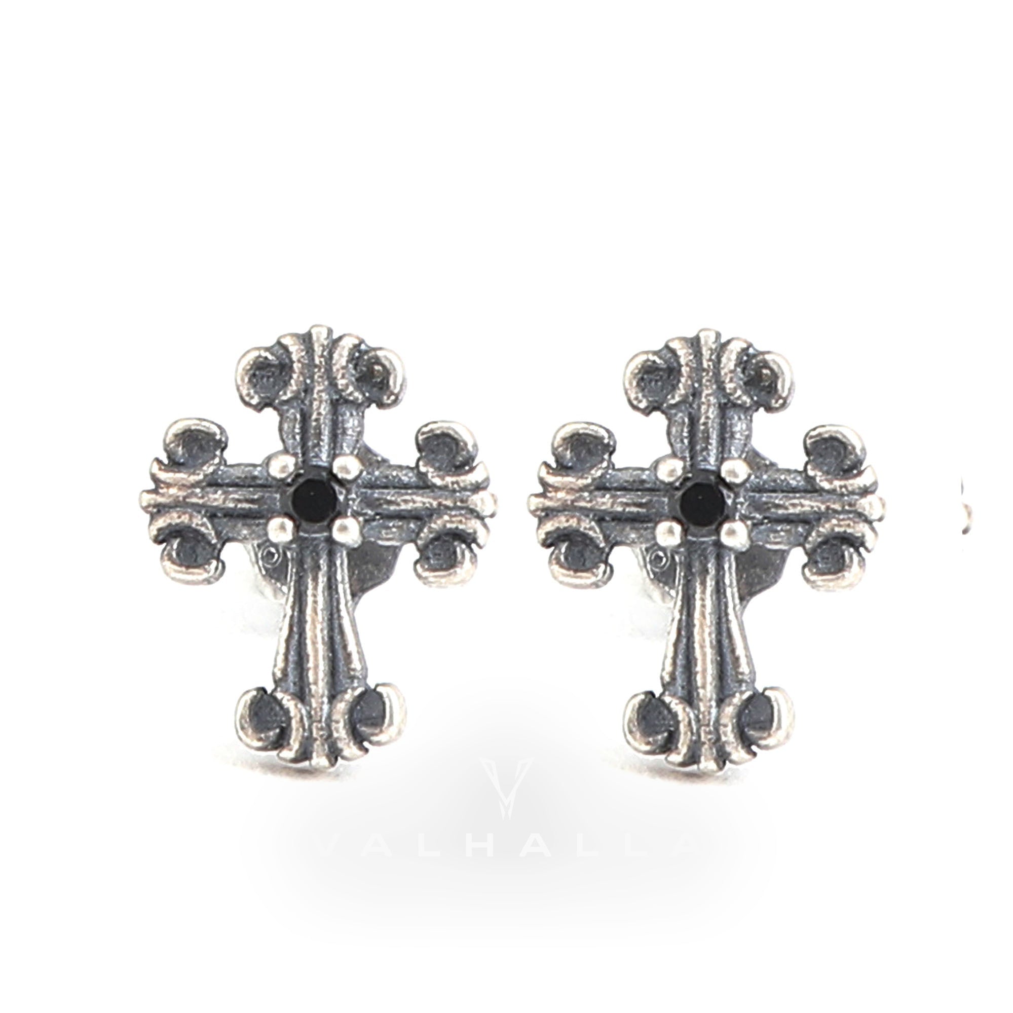 Gothic Victorian Cross Stud Earrings