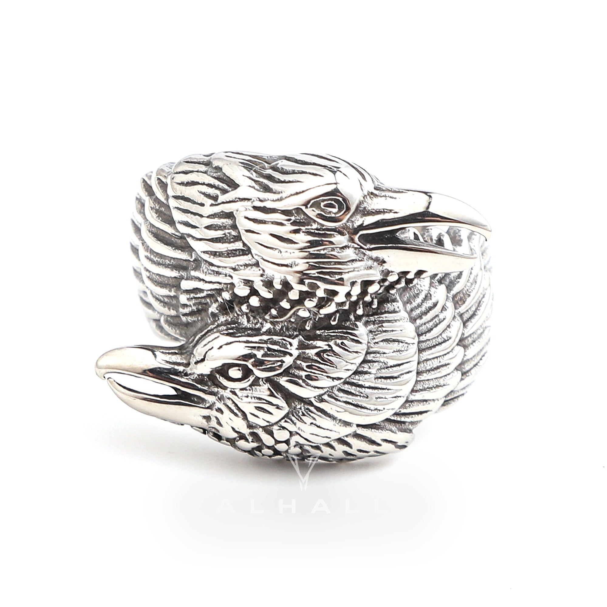 Handcrafted Stainless Steel Twin Raven Ring