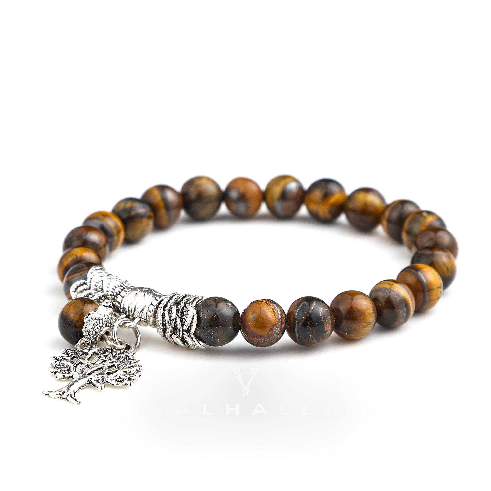 Tiger Eye Gemstone Bracelet with Tree of Life Charm