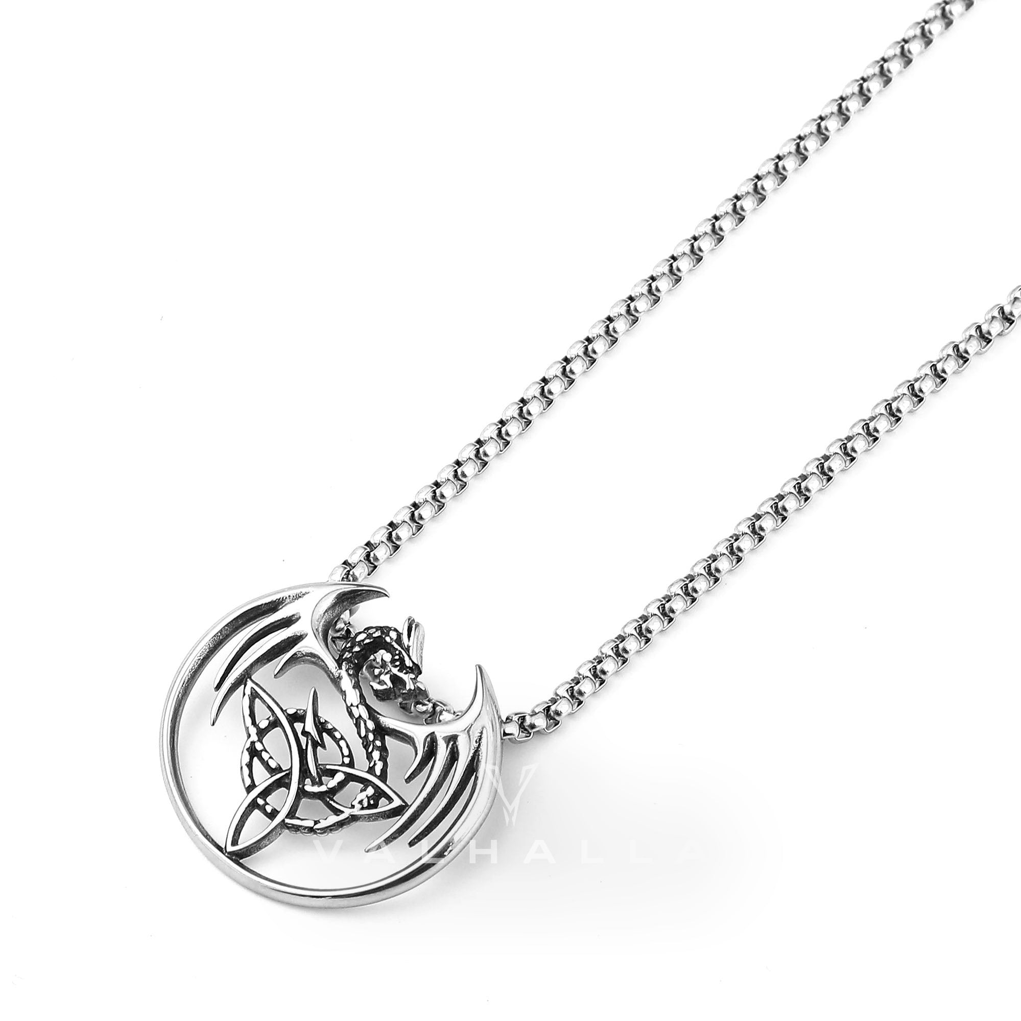 Norse Celtic Dragon Stainless Steel Pendant & Chain