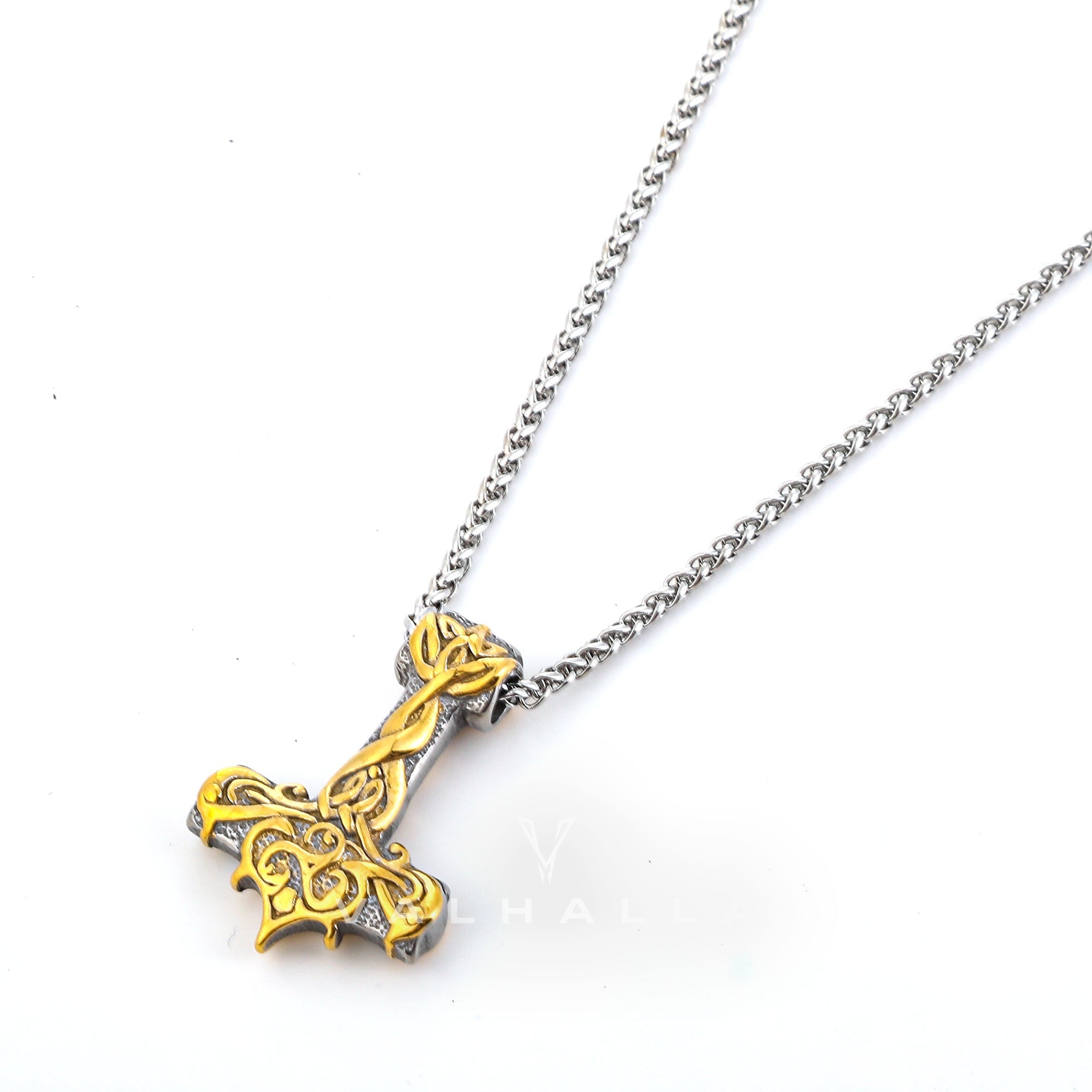 Handcrafted Stainless Steel Ornate Thor's Hammer Necklace