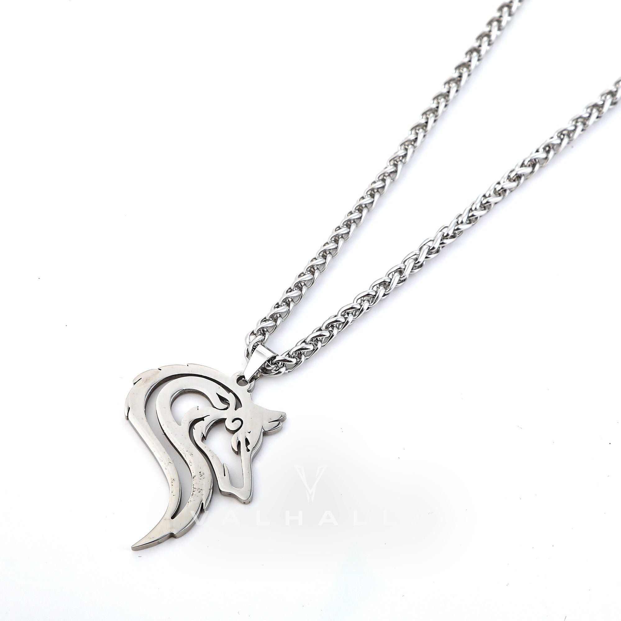 Handcrafted Stainless Steel Odin's Wolf Head Pendant & Chain