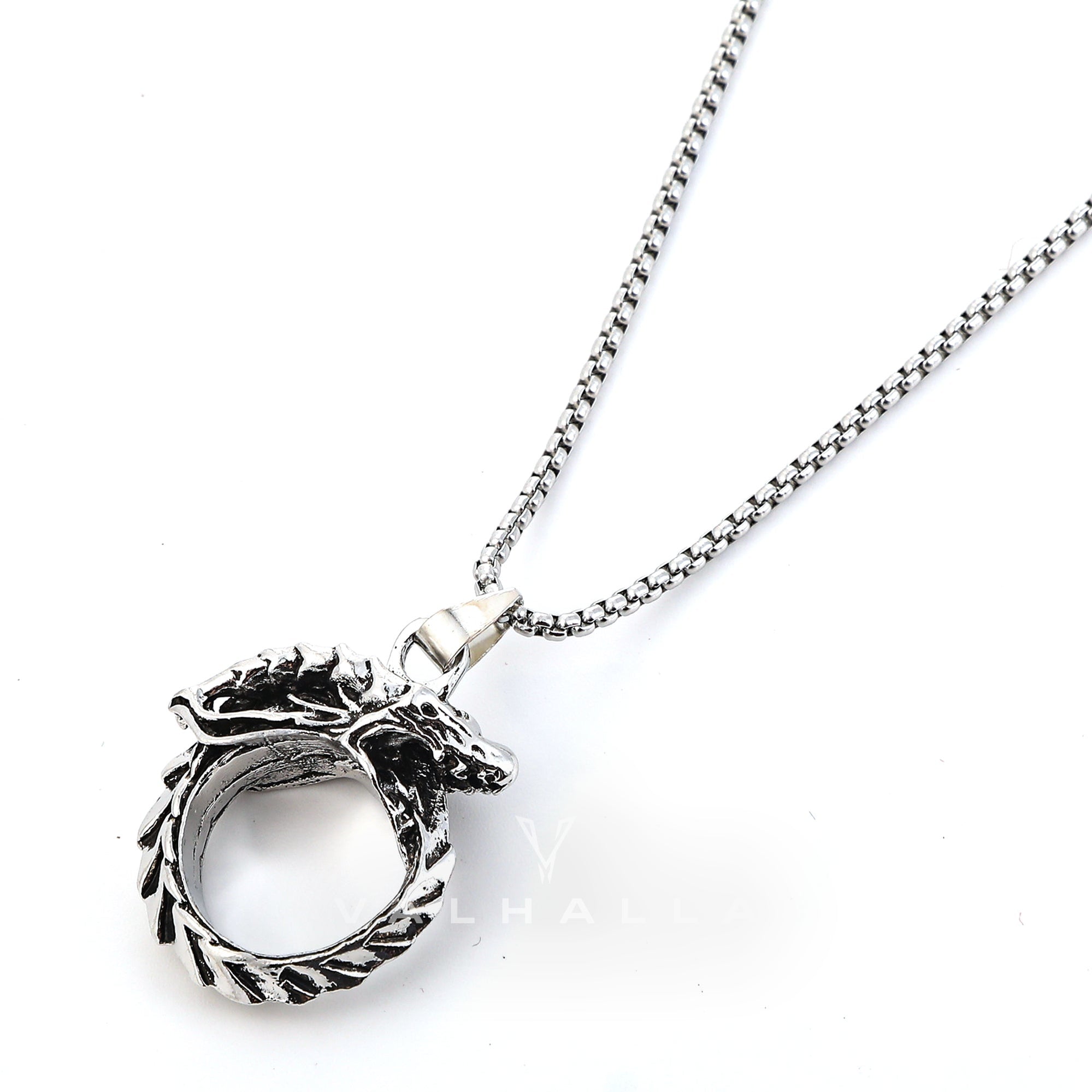 Handcrafted Stainless Steel Jormungand Pendant & Chain