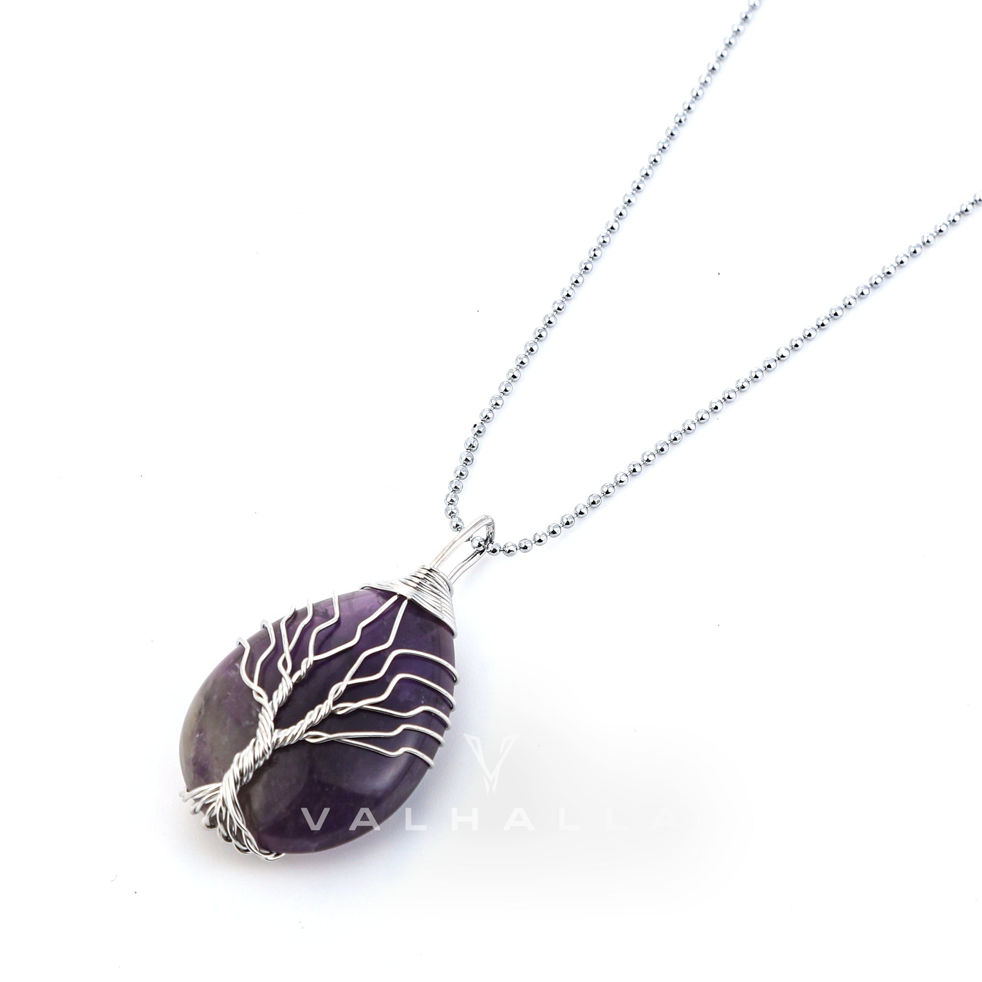 Yggdrasil / Tree of Life Necklace on Teardrop Semi-Precious Stone