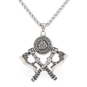 Valknut Battle Axe Stainless Steel Viking Pendant & Chain