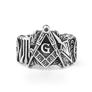 Classic Masonic Symbol Stainless Steel Freemason Ring