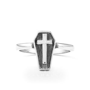 Cross And Coffin Stainless Steel Ring