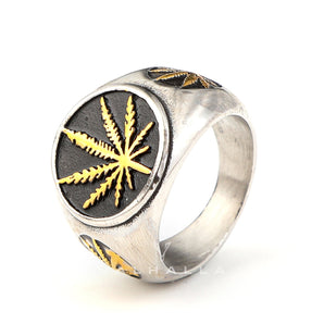 Hemp Leaf Stainless Steel Ring