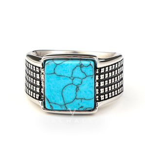 Square Turquoise Stainless Steel Ring