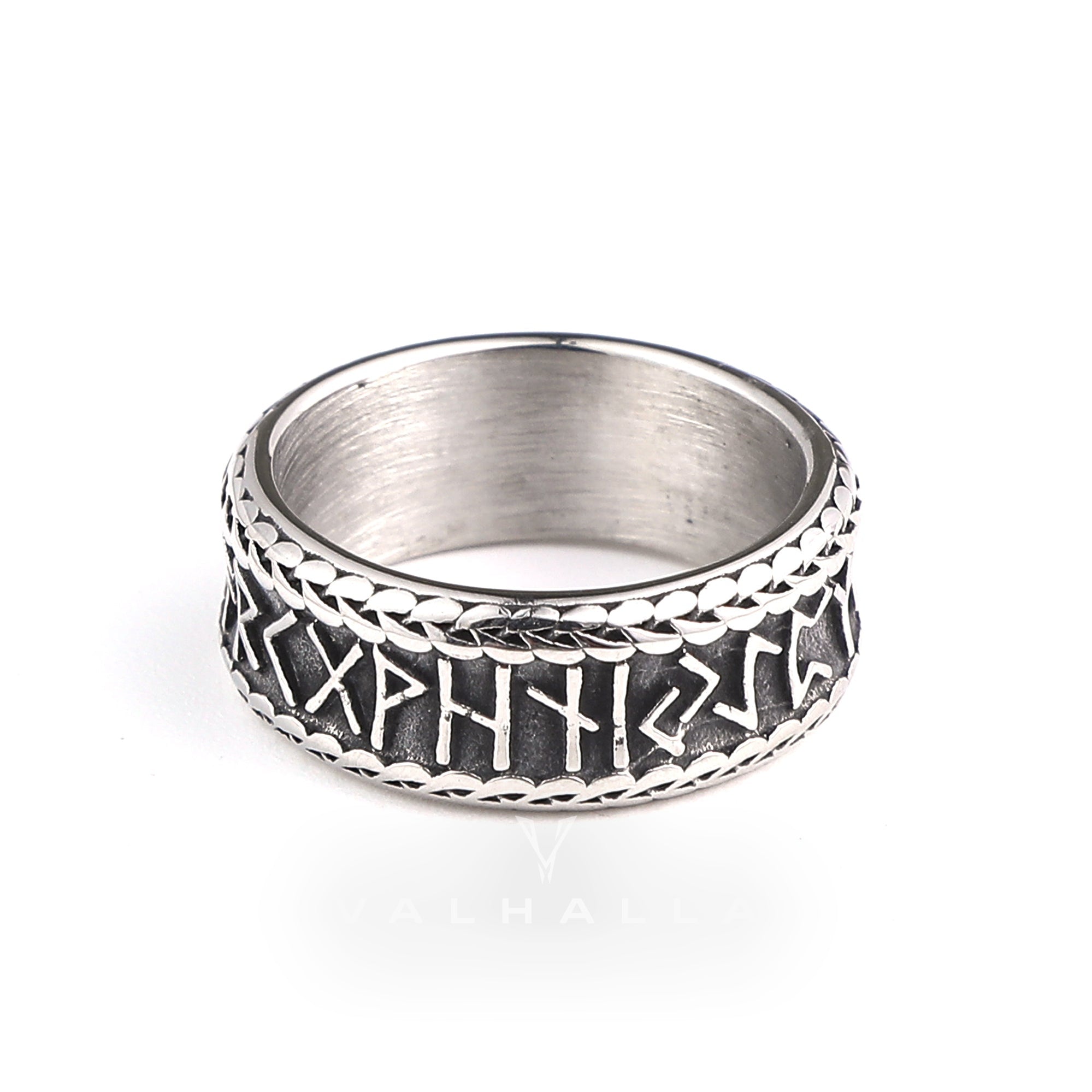 Handcrafted Stainless Steel Rune and Knotwork Ring