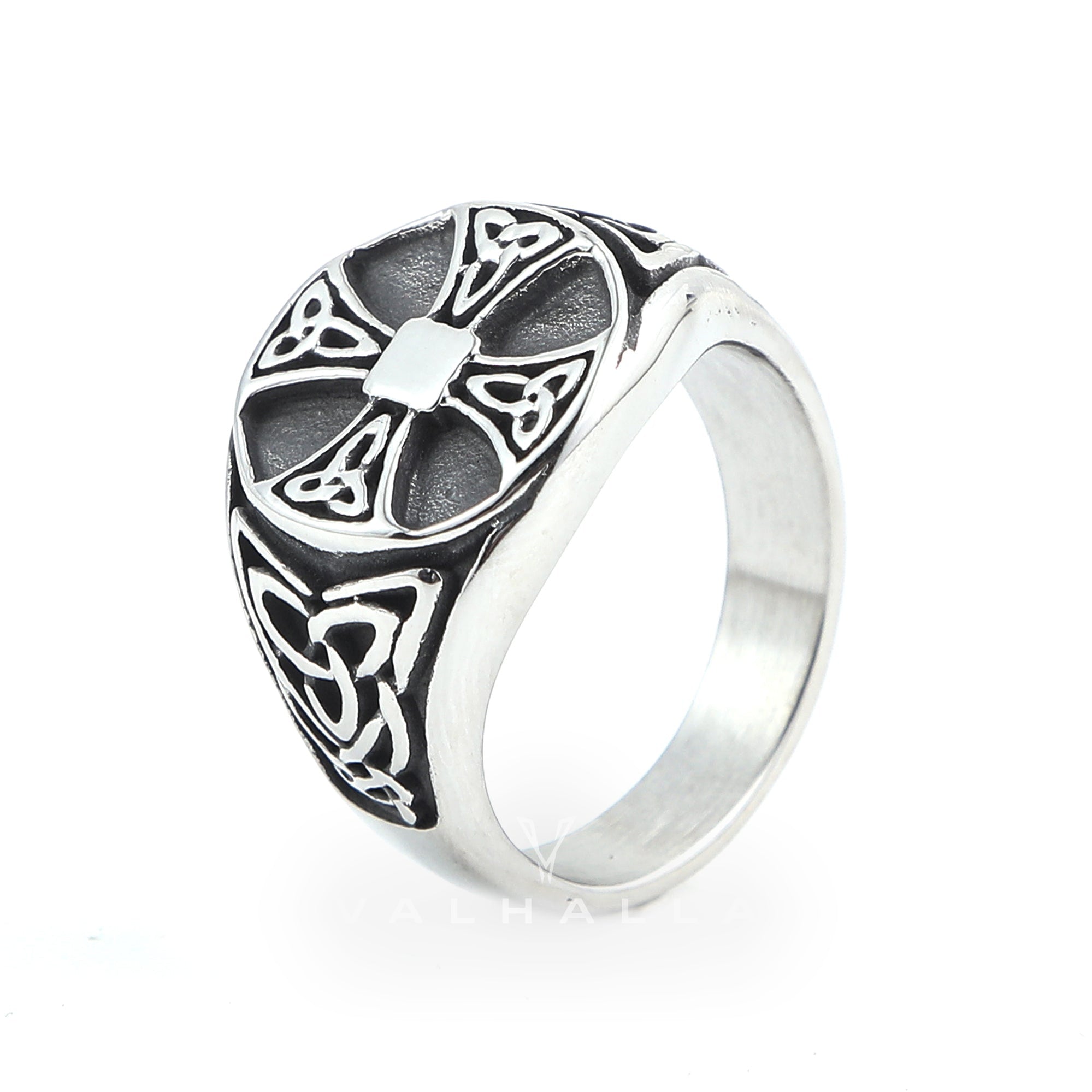 Handcrafted Stainless Steel Celtic Knot Cross Ring