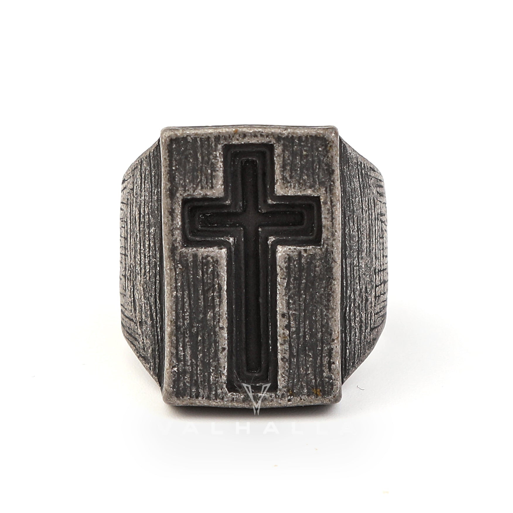 The Gate of Heaven Stainless Steel Cross Ring