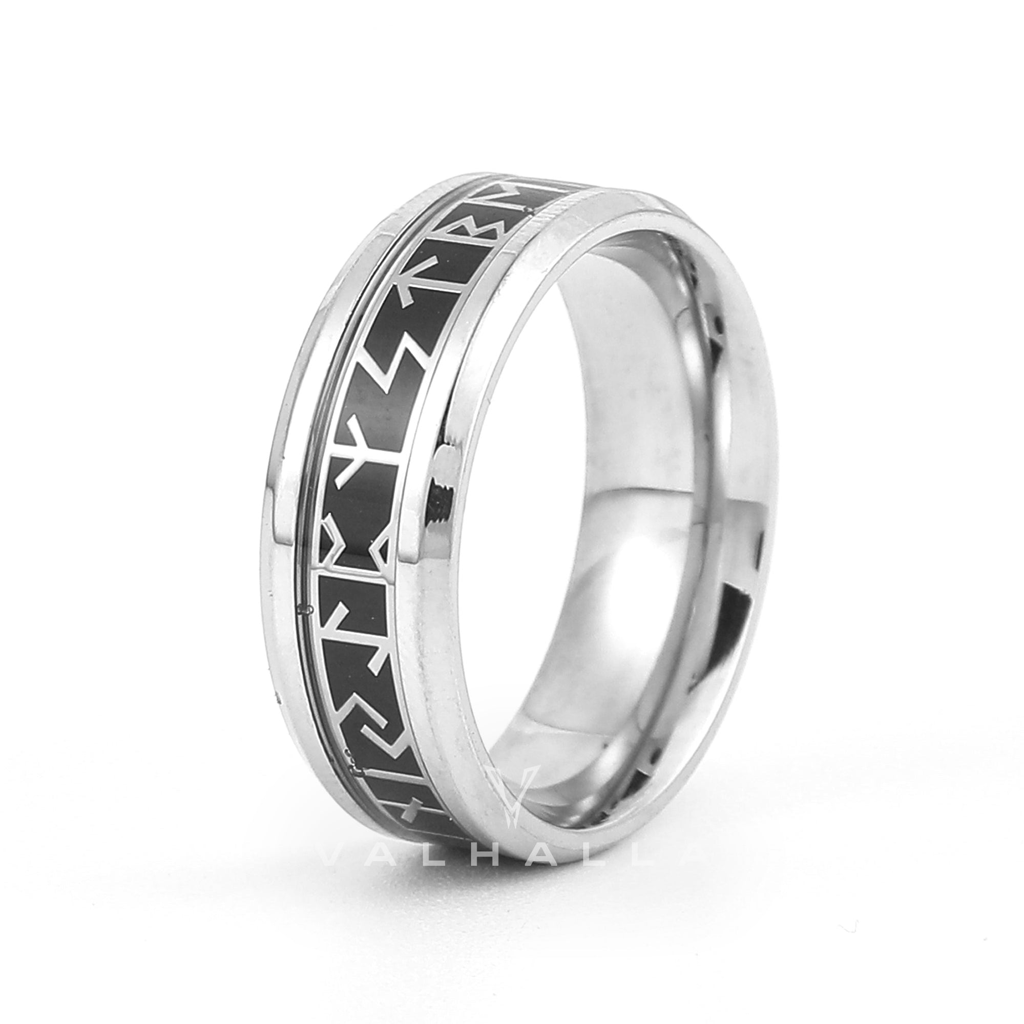 Handcrafted Stainless Steel Viking Elder Futhark Rune Ring