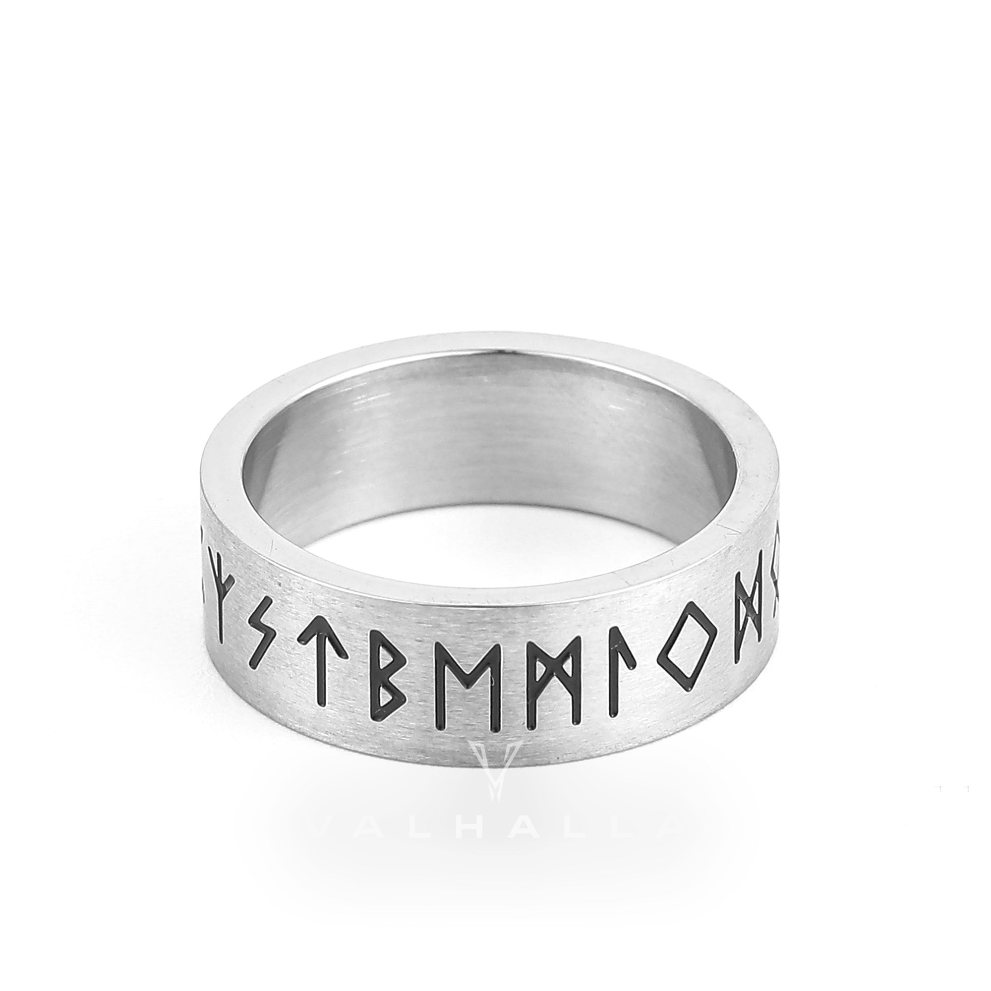 Handcrafted Stainless Steel Wide Rune Ring