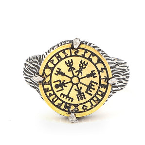 Vegvisir Compass Runes Stainless Steel Ring