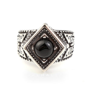 Vintage Onyx Stainless Steel Ring