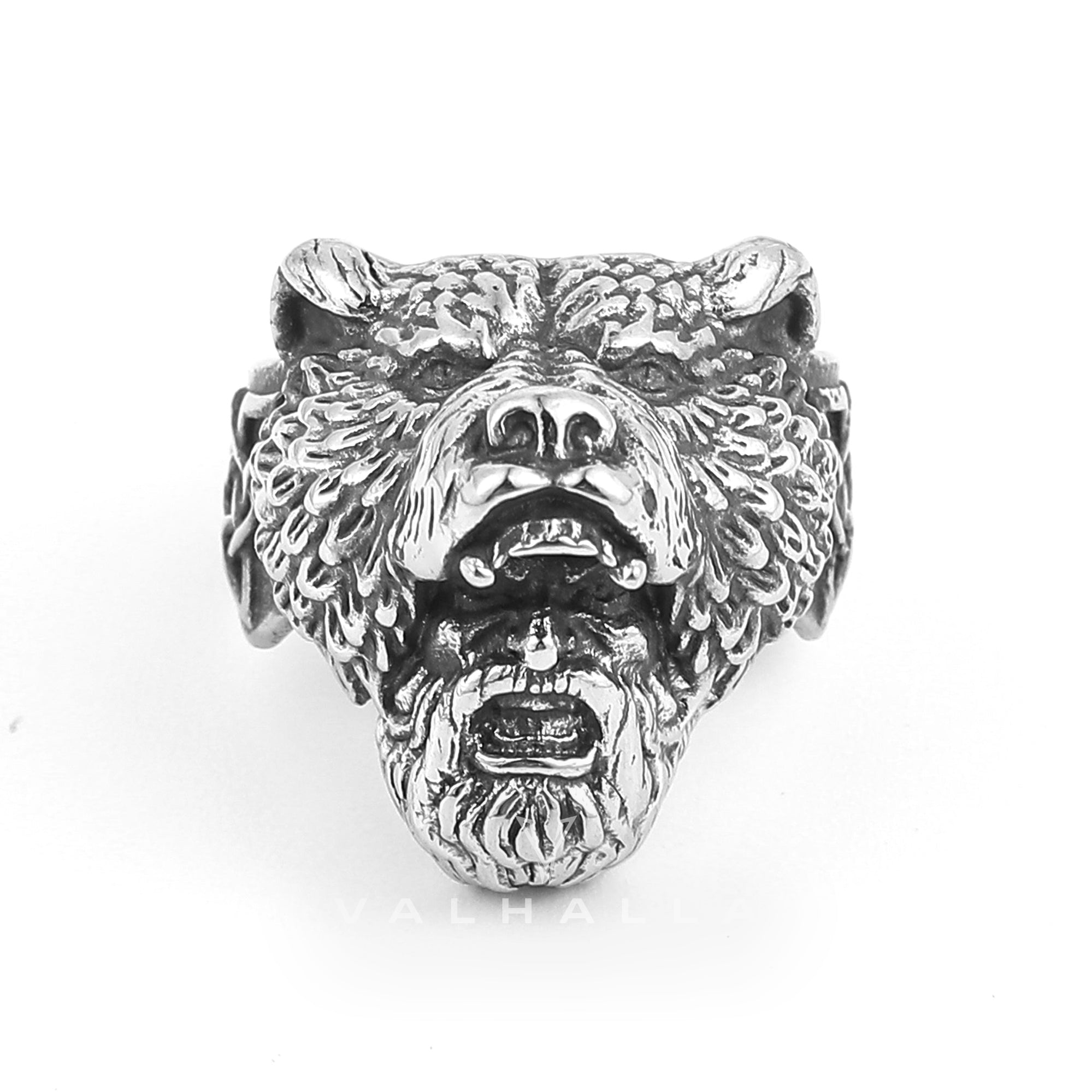 Handcrafted Stainless Steel Odin and Wolf Ring