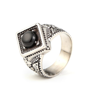 Vintage Onyx Stainless Steel Ring