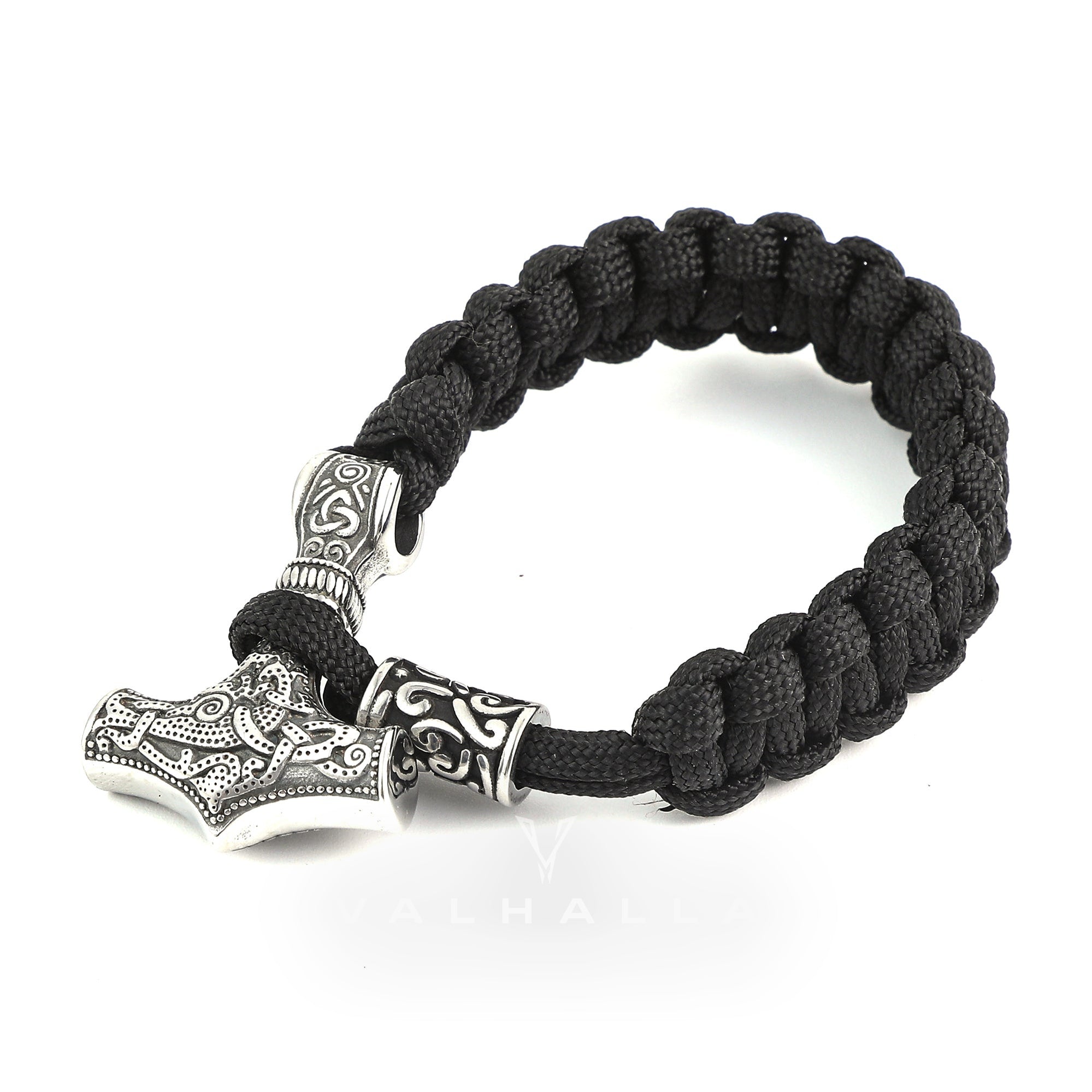 Handcrafted Stainless Steel Paracord and Mjolnir Bracelet