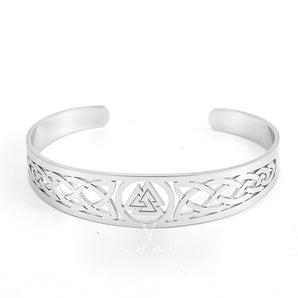 Handcrafted Stainless Steel Valknut and Celtic Design Bracelet