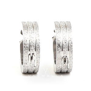 Frosted Geometric Stainless Steel Hoop Ear Cuffs