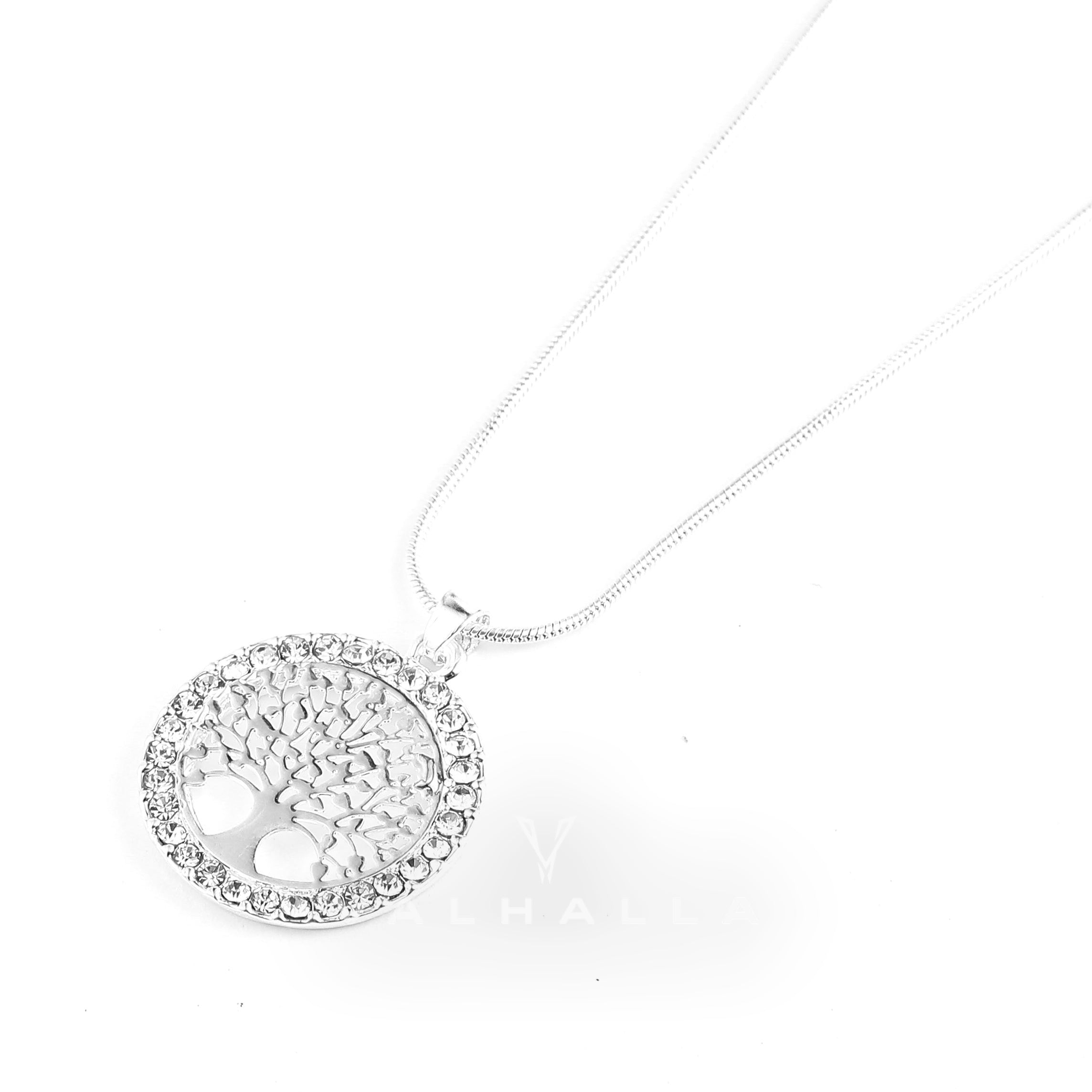 Tree of Life / Yggdrasil Ladies Pendant & Chain With Cubic Zirconia