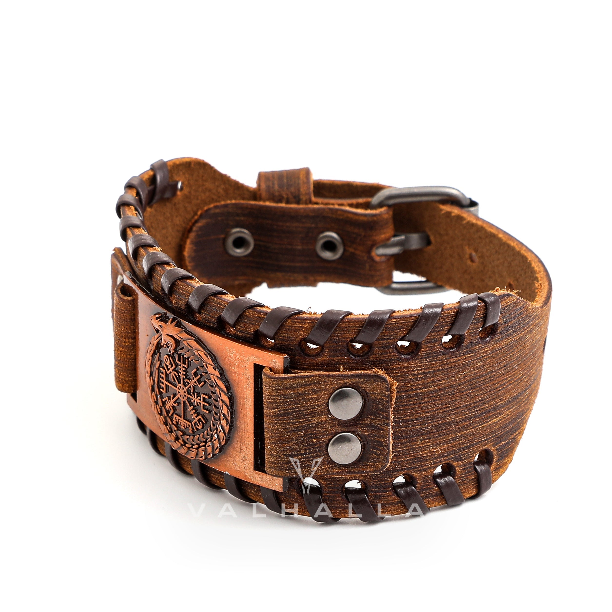 Ouroboros Vegvisir Wristband Leather Bracelet