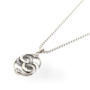 Double Ouroboros Snake Stainless Steel Animal Pendant & Chain