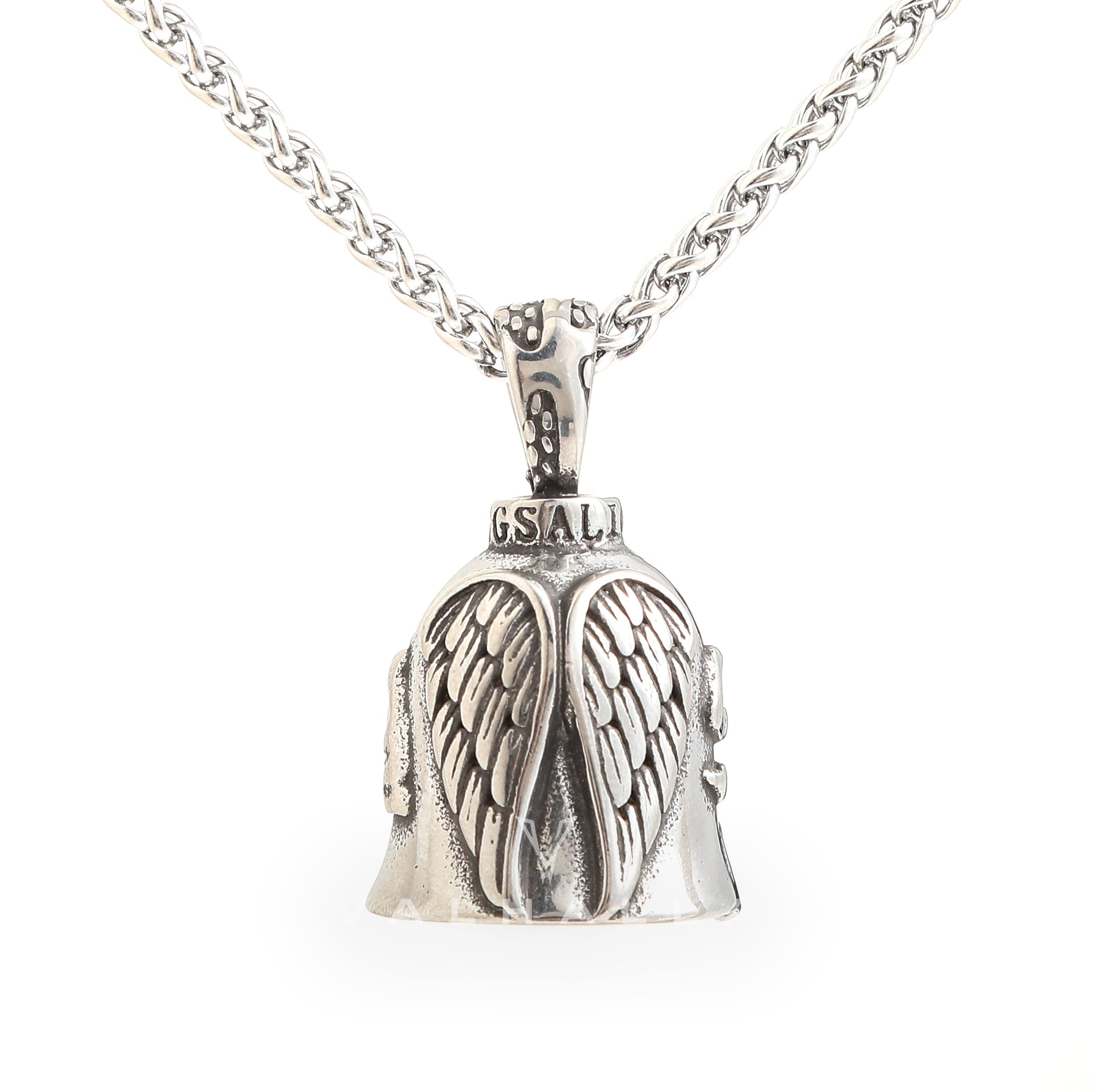 Angel Wing Stainless Steel Guardian Bell Pendant & Chain