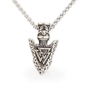 Valknut Stone Spear Stainless Steel Viking Pendant & Chain