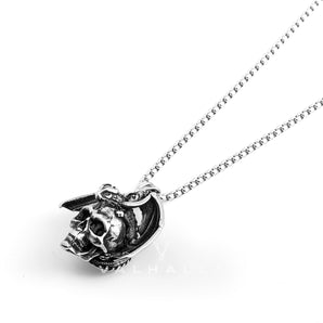 Flying Dragon Skull Stainless Steel Pendant & Chain