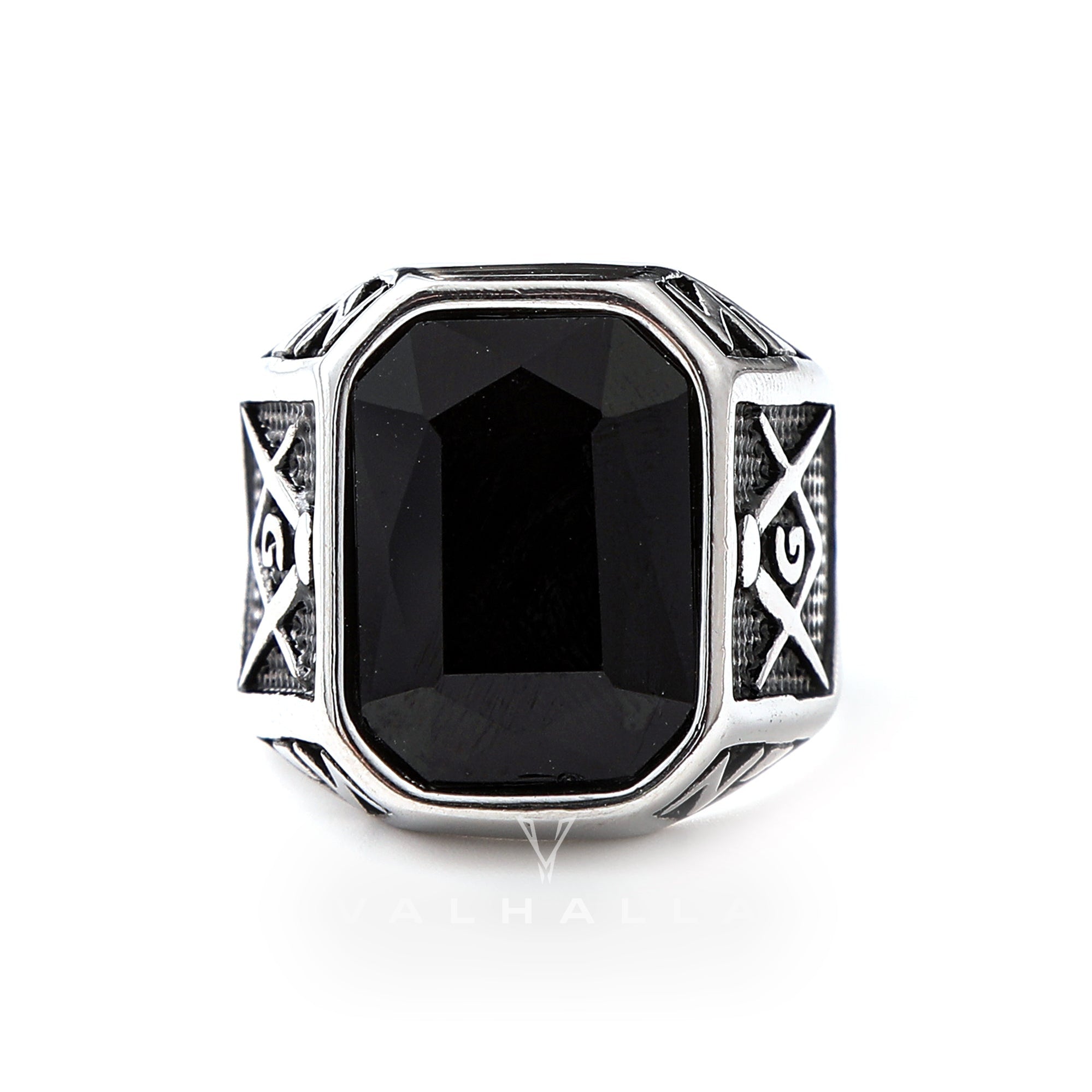 Masonic Gemstone Stainless Steel Ring