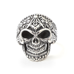 Heavy Metal Stainless Steel Masonic Skull Ring