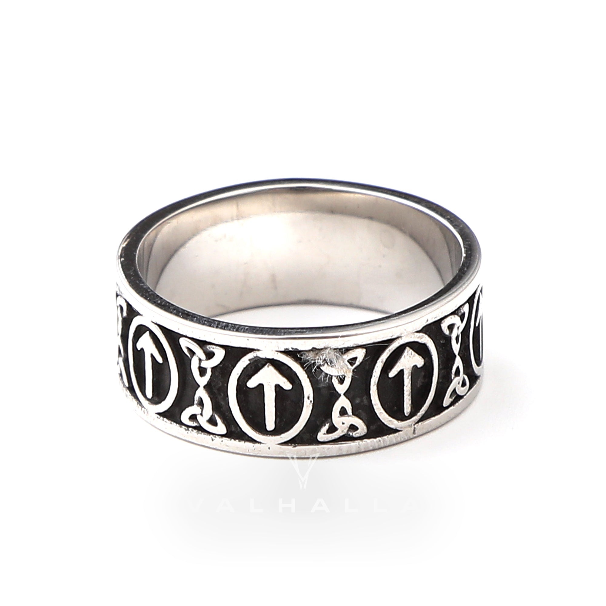 Runes T Knot Stainless Steel Viking Ring