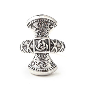 Triskele Helm of Awe Stainless Steel Viking Ring