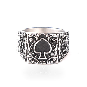 Poker Spades Stainless Steel Biker Ring