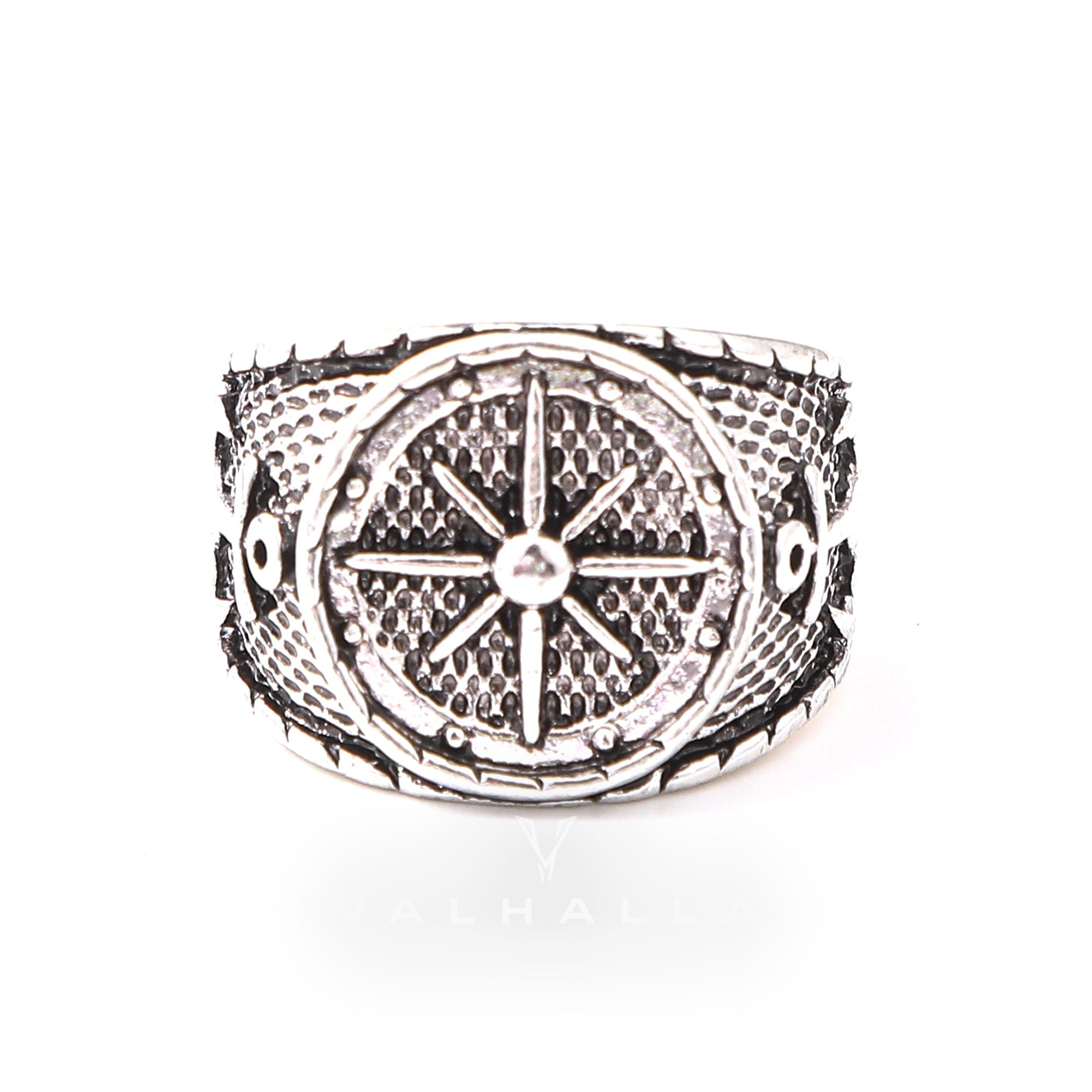 Striking Anchor And Compass Marine Ring