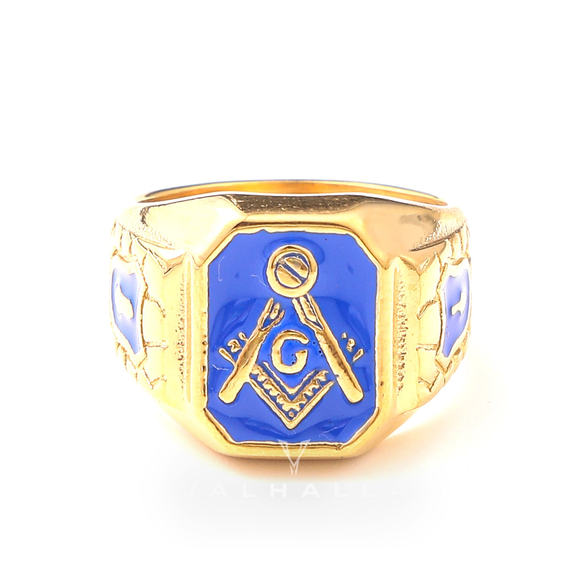 Gold Plated Freemason Stainless Steel Masonic Ring