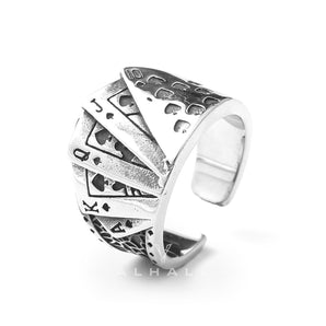 Straight Flush Poker Cards Stainless Steel Ring