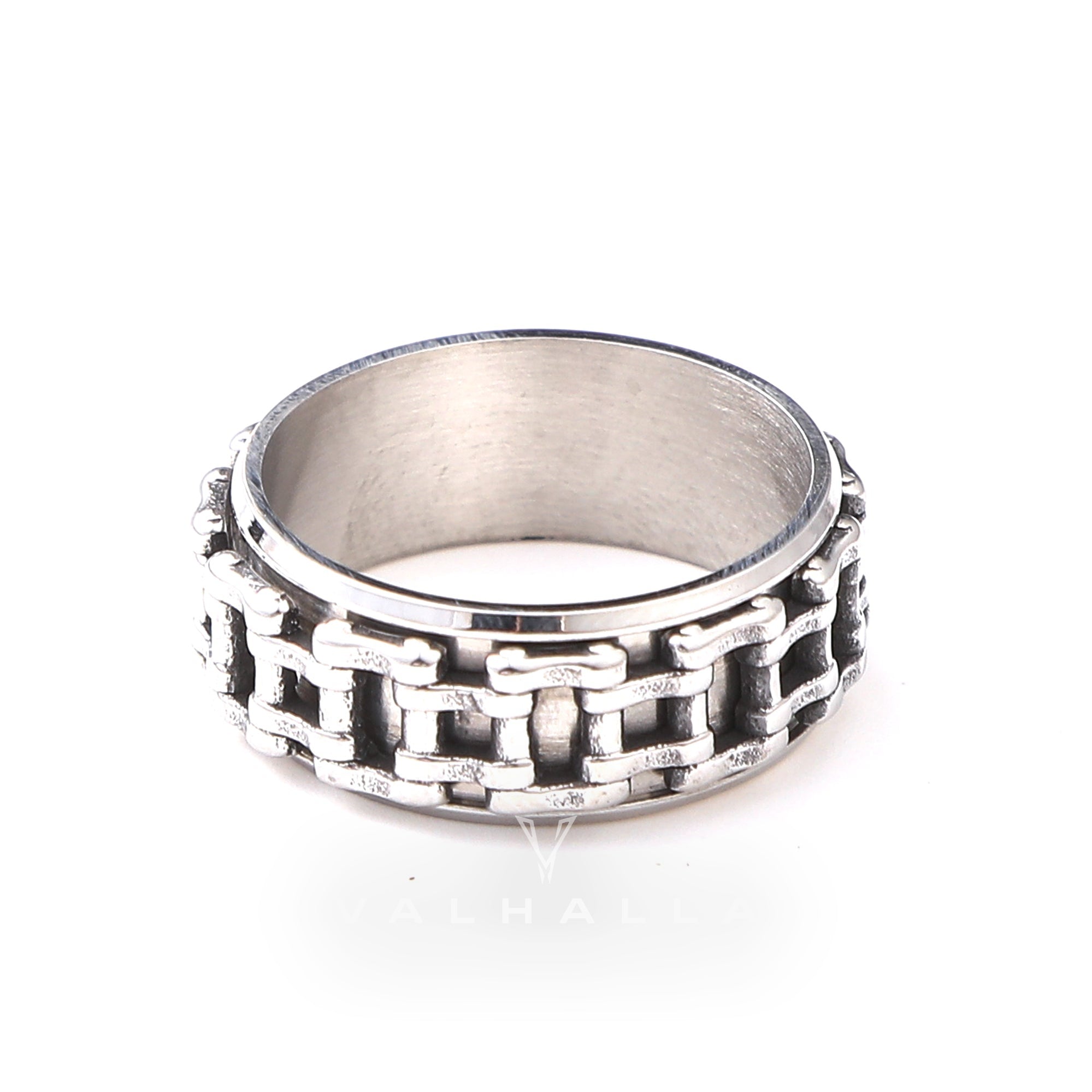 Vintage Motorcycle Chain Stainless Steel Spinner Ring