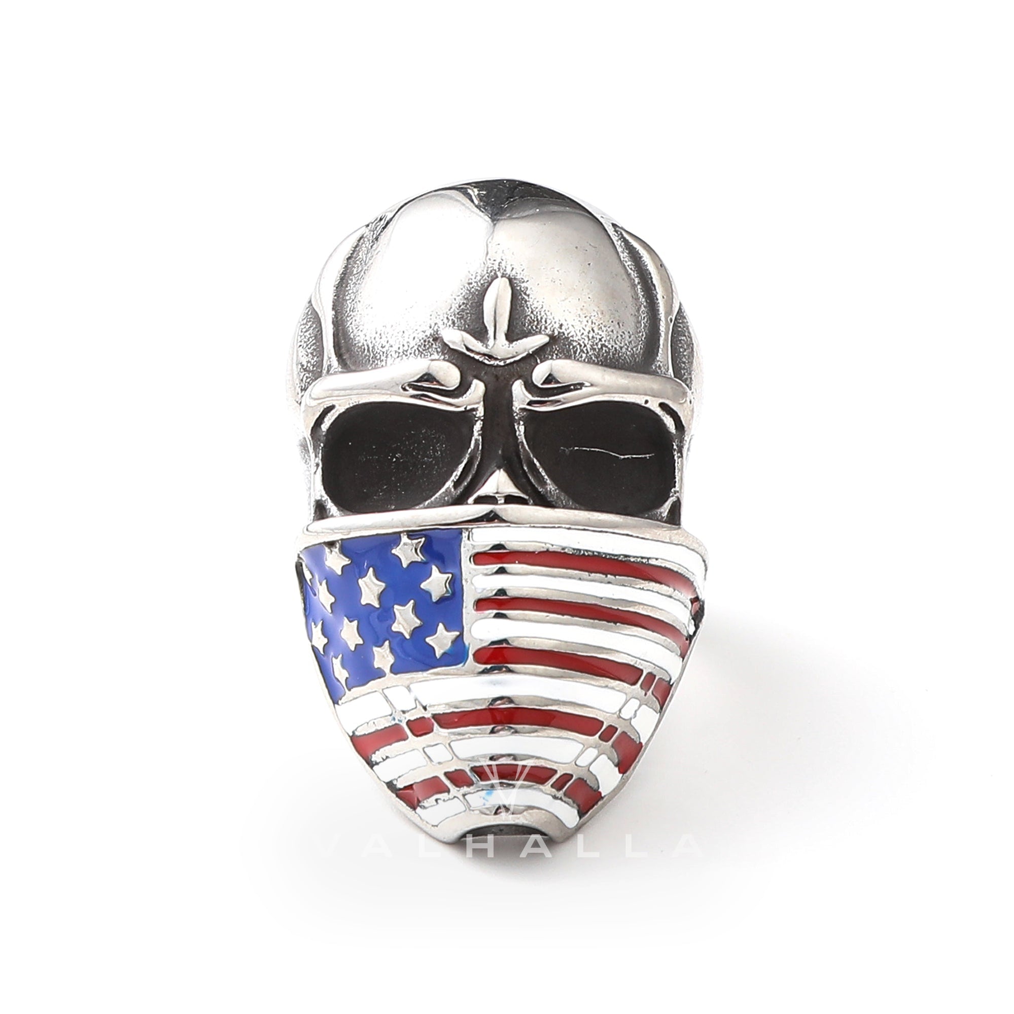 American Flag Skull Ring Stainless Steel